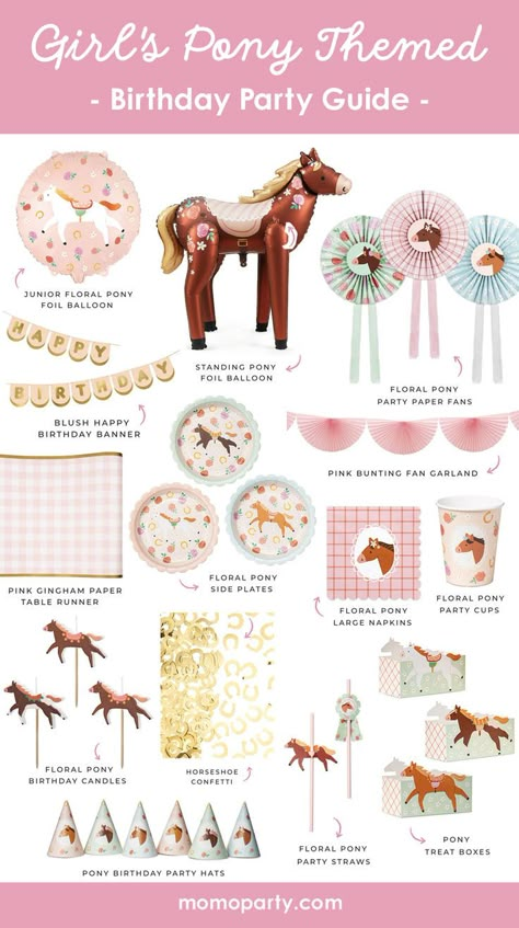 Create a magical moment for your little girl with these darling pony themed party supplies and decorations at Momo Party. Perfectly designed for any girl’s birthday, these adorable party supplies include pink floral touches, gingham checkers and the cutest ponies around! Check out momoparty.com for more themed party supplies and decorating ideas! Girl Horse Party, Girl Horse Birthday Party, Pony Themed Birthday Party, Horse Theme Birthday Party, Table Setting Party, Horse Party Decorations, Disco Cowgirl Party, Happy Birthday Harry Potter, Girl Pony