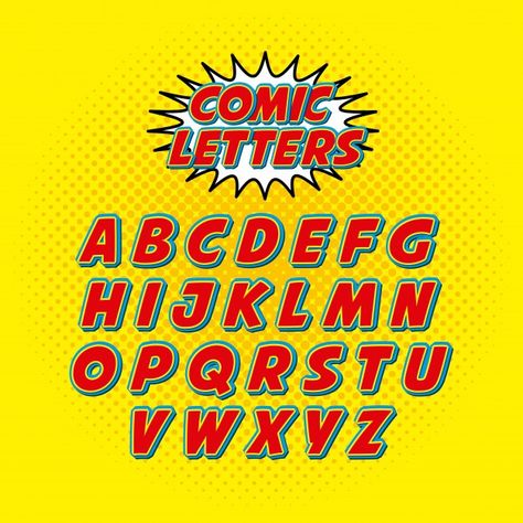 Pop Art Alphabet, Superhero Font, Pop Art Font, Dingbat Fonts, Comic Font, Alfabet Letters, Font Alphabet, Graffiti Alphabet, Background Design Vector