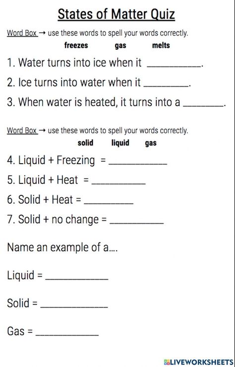 Year 3 Science Worksheets, Science Worksheets For 3rd Grade, Social Science Worksheets, 2nd Grade Science Lessons, 2nd Grade Science Experiments, High School Worksheets, Third Grade Science Worksheets, Changes In States Of Matter, 7th Grade Homeschool