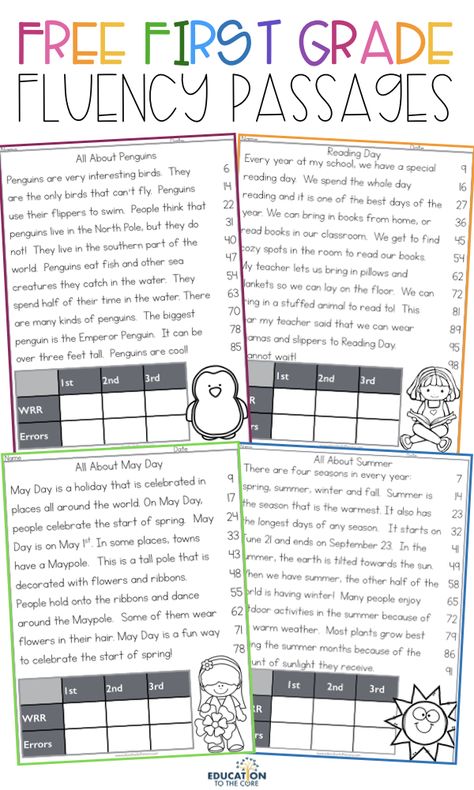 Get our FREE 1st Grade Fluency / Reading Comprehension Passages and Questions Freebie / Sampler! Make Reading Fun 1st Grade, First Grade Reading Fluency Passages, 2nd Grade Reading Passages Free, Reading Comprehension Passages 1st Grade, 1st Grade Reading Activities Free, 2nd Grade Wonders Reading, 1st Grade Reading Fluency Passages Free, 1st Grade Fluency Passages Free, Fluency Center 1st Grade