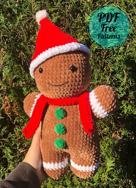 Crochet Gingerbread, Holiday Crochet Patterns, Christmas Crochet Patterns Free, Christmas Crochet Pattern, Crochet Christmas Gifts, Confection Au Crochet, Crochet Xmas, Crochet Plushies, Crochet Amigurumi Free Patterns