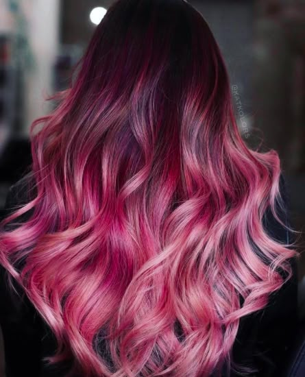 Maroon Hair: Wine-to-Rosé Fade. Dark burgundy roots fade into soft pink ends. Click through for 50 maroon hair ideas. #maroonhair #redhair #haircolorideas #hairideas IG: @rebeccataylorhair Pink Pastel Hair, Pastel Hair Color Ideas, Pastel Pink Hair Color, Maroon Hair, Pink Ombre Hair, Pulp Riot Hair Color, Hair Rainbow, Pulp Riot Hair, Trending Hair