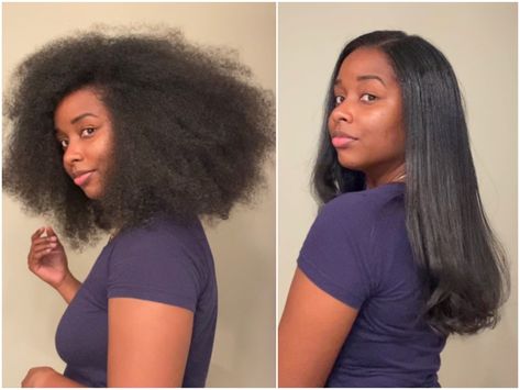 Full Natural Hair, Silk Press Afro Hair, Long Thick Hair Black Women, Medium Silk Press Natural Hair, Bumped Ends Silk Press, Silk Press Natural Hair With Extensions, Silk Press Thick Natural Hair, Silk Press Natural Hair Long Curls, Silk Press Before And After