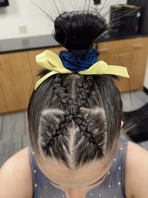 Girls Lacrosse Hairstyles, Comp Hairstyles, Hair French Braids, Wedding High Bun, Lax Hair, Lacrosse Hair, Gymnastics Meet Hair, Lacrosse Hairstyles, Competition Hairstyles