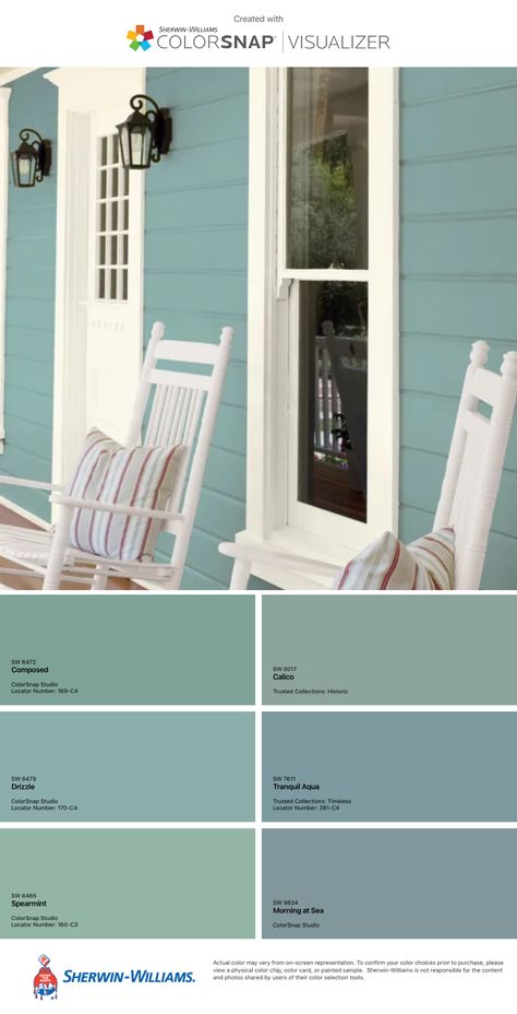 Exterior House Colors For Beach House, Beach House Bungalow Exterior, Aqua Blue House Exterior, Bright Exterior Paint Colors For House, Pastel House Exterior Color Schemes, Seafoam Green House Exterior, Pastel Exterior House Colors, Coastal Cottage Exterior Paint Colors, Turquoise House Exterior