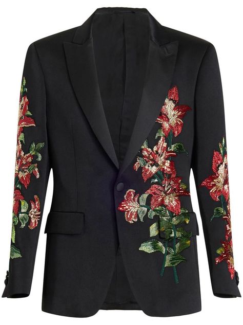 embroidery ideas Black Jacket Embroidery, Bead Embroidery Jacket, Embroidered Blazers For Women, Brocade Blazer Women, Beaded Embroidery Patterns, Brown Blazer Men, Embroidered Suit Jacket, Blazer With Embroidery, Embroidery Patterns Easy