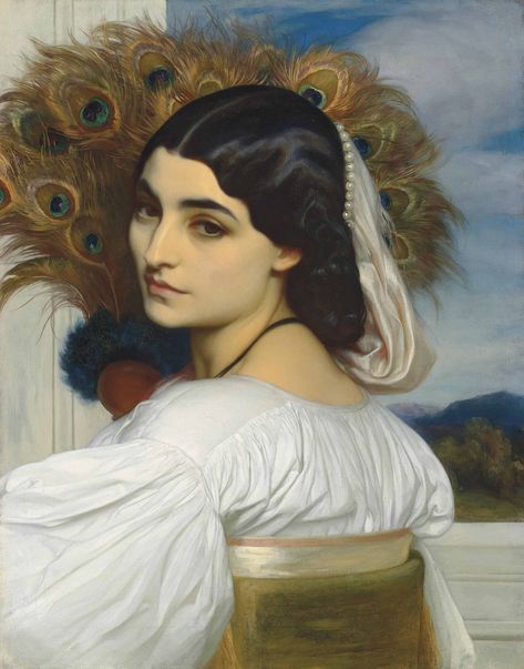 Frederic, Lord Leighton, P.R.A. (1830-1896). Pavonia. 20 7/8 x 16 3/8 in. Shown at the London International Exhibition of 1862. Frederick Leighton, Frederic Leighton, Pre Raphaelite Art, William Turner, Aesthetic Movement, Pre Raphaelite, Museum Exhibition, Classical Art, Art Exhibition