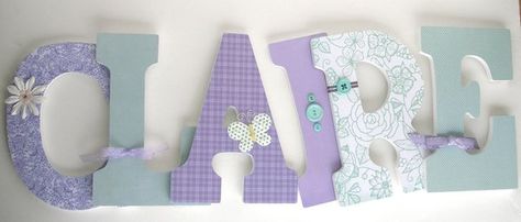 Aquamarine and Lavender Wooden Letters - Baby Room Decor - Nursery Wall Decor Wood Letters Decorated, Wooden Letter Ideas, Hanging Letters On Wall, Nursery Name Decor, Baby Name Ideas, Holiday Lettering, Wall Letters, Nursery Letters, Brooklyn Baby