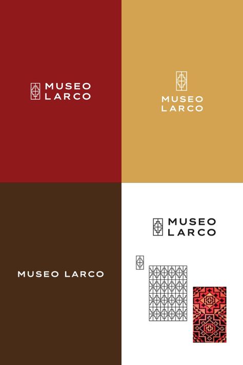 Brand identity and logo design for the pre-Inca art museum Museo Larco (Lima, Peru). Colorful Brand Identity Design, Museum Branding Design, History Museum Design, Heritage Graphic Design, Art Gallery Logo Design, Art Gallery Logo, Coffee Museum, Carpet Logo, Coffee Branding Design