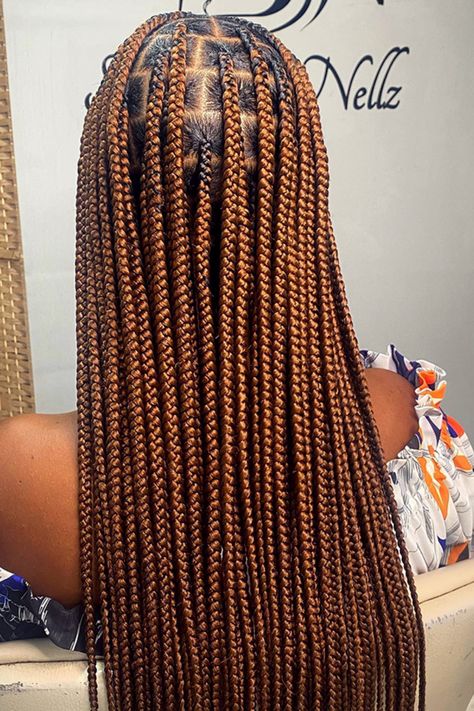 Knotless Braids Bold Knotless Braids, Medium Knotless Braids Color 30, Colour 30 And 33 Knotless Braids, Caramel Knotless Braids, Colour 340 Knotless Braids, 30 And 350 Knotless Braids, Knotless Box Braids Length Chart, Knotless Box Braids Medium Color 30, Notlessbox Braids Styles Long Colours