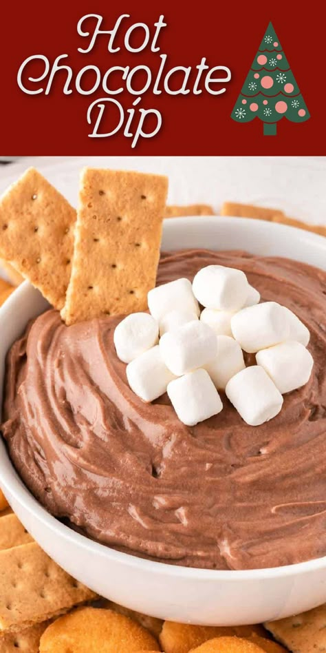 This hot chocolate dip is one of my favorite festive desserts to serve for Christmas parties or movie night with the family! Christmas Dessert Dip Board, Hot Chocolate Dip Recipe, Graham Cracker Dip, Hot Cocoa Dip, Aesthetic Hot Chocolate, Hot Chocolate Dip, Cocoa Dip, Hot Chocolate Aesthetic, Chocolate Dip Recipe