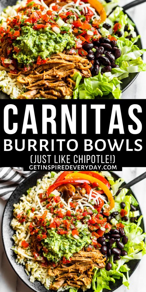 Carnitas Burrito, Chipotle Copycat, Healthy Bowls Recipes, Burrito Bowls, Healthy Bowls, Dinner Bowls, Easy Family Dinners, Things To Make, Meal Prepping