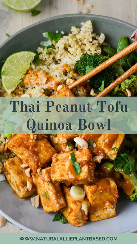 Dinner Recipes Tofu, Tofu Quinoa Bowl, Crispy Peanut Tofu, Peanut Noodle Bowl, Thai Peanut Tofu, Low Carb Tofu, Tofu Poke Bowl, Tofu Salad Recipes, Healthy Tofu Recipes