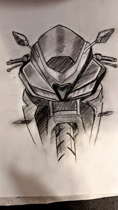 Motorbike Drawing, Motorcycle Drawing, Bike Drawing, Bike Sketch, Cool Car Drawings, Cool Pencil Drawings, Meaningful Drawings, Art Drawings Sketches Pencil, Easy Doodle Art