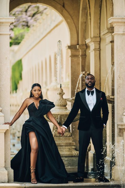 Black Power Couples Photoshoot, Engagement Photos All Black, Engagement Shoot Ideas Black Couples, African Engagement Photos, Engagement Shoot Black Couple, Engagement Pictures Black Couple, Engagement Photos Outfits Black Couple, Black Engagement Shoot, Black People Engagement Photos