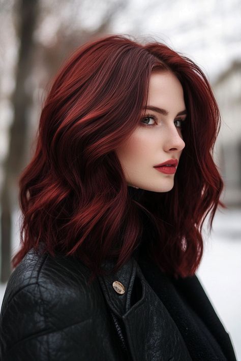 Winter Wonderlocks: 21 Stunning Hair Color Trends to Try This Season Hair Colour For Very Pale Skin, Vivid Hair Color For Pale Skin, Red Hair For Pale Skin And Green Eyes, Hair Color For Pale Red Skin Tone, Hair Colours Pale Skin, Cherry Chestnut Hair, Winter Hair For Pale Skin, Red Hair For Soft Summer, Hair Colours For Pale Skin And Blue Eyes