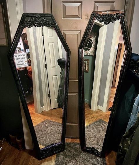 Coffin Mirror, Horror Room, Gothic Decor Bedroom, Gothic Coffin, Gothic Room, Gothic Bedroom, Dream Bedroom Inspiration, Gothic Furniture, Dark Home Decor