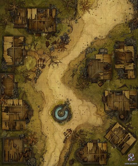 Fantasy Dungeon, Witch Hut, Forest Village, Forest Map, Village Map, Fantasy Village, Abandoned City, Abandoned Village, Abandoned Town