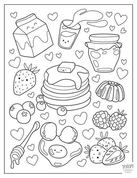 Kawaii food with pancakes Kawaii Coloring Pages Free Printable, Kawaii Coloring Pages, Hello Kitty Colouring Pages, Bobbie Goods, Food Coloring Pages, Kitty Coloring, Hello Kitty Coloring, Coloring Pages Free Printable, Easy Coloring Pages