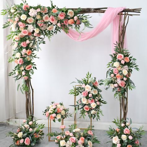 Wedding Archway Flower Wedding Corner Swag Outdoor Wedding - Etsy Canada Metal Backdrop, Outdoor Wedding Backdrops, Wedding Archway, Floor Vases, Arch Flowers, Floral Table Runner, Flower Ball, Floral Arch, Deco Floral