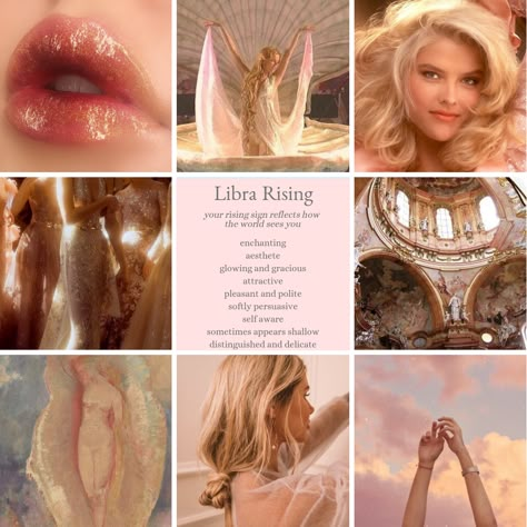 Libra rising / ascendent zodiac sign mood board and aesthetic Rising Libra Sign, Zodiac Signs Moodboard, Zodiac Libra Aesthetic, Libra Rising Aesthetic Moodboard, Pisces Ascendant Aesthetic, Libra Ascendant Aesthetic, Rising Libra Aesthetic, Libra Mood Board Aesthetic, Sag Rising Aesthetic