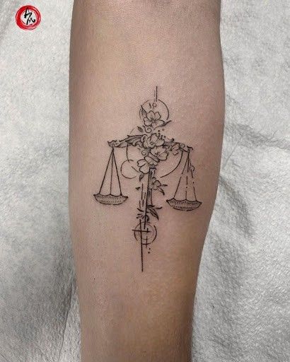 Justice Symbol Tattoo, Second Chance Tattoo Ideas, Harmony Tattoo Symbols, Law Tattoo Ideas, Female Spine Tattoos, Law Tattoos, Scales Of Justice Tattoo, Scale Tattoos, Libra Tattoos