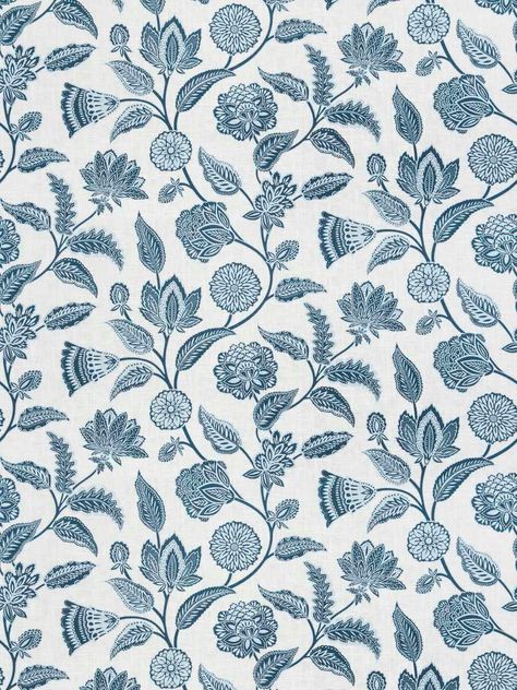 05133 04 Jacobean Print, English Style Interior, Fabric Patterns Prints, Farida Gupta, Tonal Prints, Coral Aqua, Trend Fabrics, Indigo Prints, Floral Upholstery