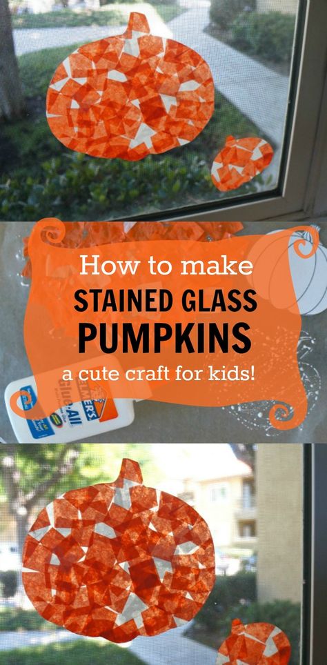 Pumpkin Crafts For Preschoolers, Stained Glass Tissue Paper, Fall Projects For Kids, Harvest Crafts For Kids, Pumpkin Suncatcher, Prek Art, Paper Pumpkin Craft, Tissue Paper Craft, Pumpkins Diy