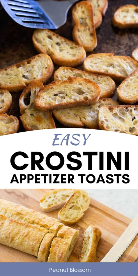 Homemade Crostini, How To Make Crostini, Crostini Bread, Bruschetta Toast, Crostini Recipe, Toasted Crostini, Peanut Gallery, Shower Foods, Crostini Appetizers