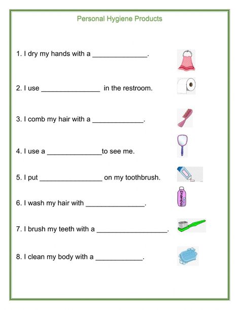 English Conversation Worksheets, Personal Hygiene Worksheets, Free Printable Handwriting Worksheets, Personal Hygiene Activities, Picture Story Writing, Hygiene Lessons, Personal Hygiene Products, Worksheets For Class 1, Kindergarten Phonics Worksheets