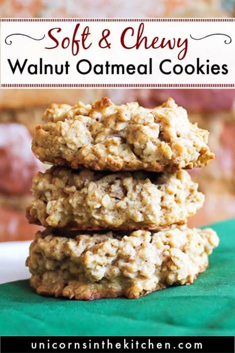 Oatmeal Walnut Cookies, Walnut Cookie Recipes, Quick Oatmeal, The Best Oatmeal, Chocolate Chip Walnut Cookies, Best Oatmeal Cookies, Oatmeal Cookies Easy, Oatmeal Cranberry Cookies, Kitchen Notes