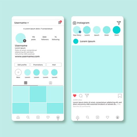 Instagram profile interface template | Free Vector Social Media Profile Template, Instagram Profile Design, Instagram Profile Template, Instagram Branding Template, About Instagram, Instagram Template Design, Quote Template, Branding Template, Learning Graphic Design