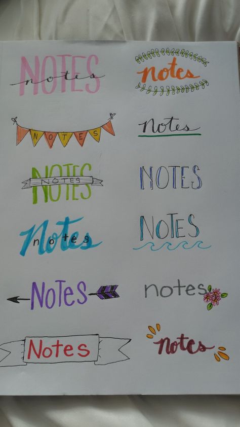 Ways to write "notes". Creative Ways Of Writing Headings, Aesthetic Ways To Write Notes, Different Ways To Write Titles, Cute Ways To Underline Titles, Aesthetic Writing Font Notes, Cute Way To Write Notes, Cute Way To Take Notes, Writing Subjects Ideas, Different Ways To Write Headings