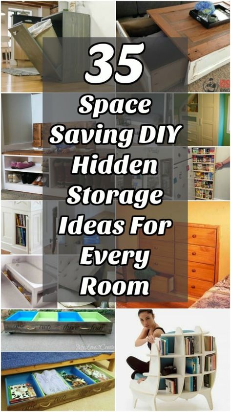 Diy Organizing Ideas, Diy Hidden Storage Ideas, Hidden Storage Ideas, Diy Hidden Storage, Small Room Organization, Diy Organizing, Diy Space Saving, Storage Hacks Diy, Diy Bedroom Storage