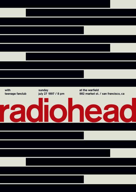 Radiohead at the Warfield, 1997 Radiohead Poster, Film Filter, Mike Joyce, Poster Grafico, Poster Rock, Concert Poster Design, Ok Computer, Music Concert Posters, Music Poster Design