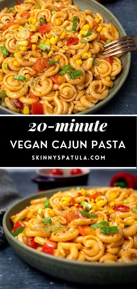 Vegan Cajun Pasta Cajun Pasta With Veggies, Indian Pasta Recipes Vegetarian, Vegan Foccacia, Vegan Cajun Pasta, Vegan Cajun, Vegan Pasta Dish, Cajun Pasta, Vegan Pasta Recipes, Veggie Pasta