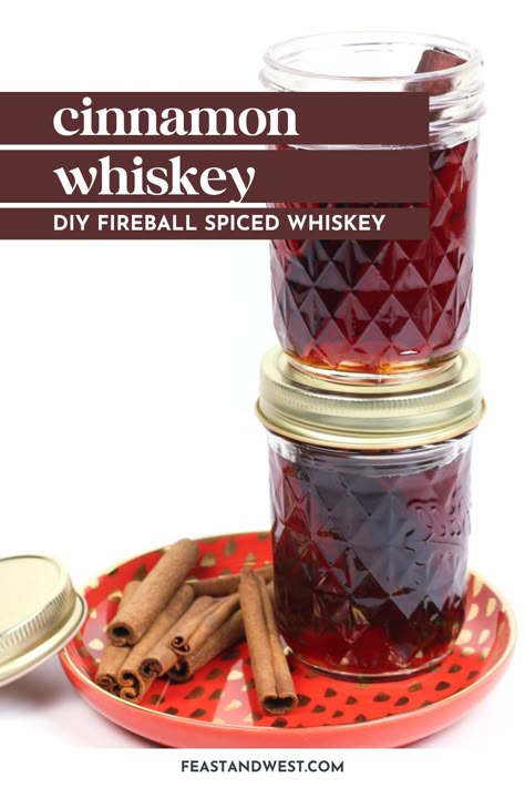 Homemade Cinnamon Whiskey fills you with the warmth of bourbon and spices. Now you can make your own homemade Fireball spiced whiskey and control the amount of spice and the ingredients. Fireball Caramel, Homemade Fireball Whiskey Recipes, Fire Whiskey, Diy Fireball Whiskey, Flavored Whiskey, Homemade Brandy, Homemade Fireball Whiskey, Homemade Fireball, Home Made Liquor Recipes