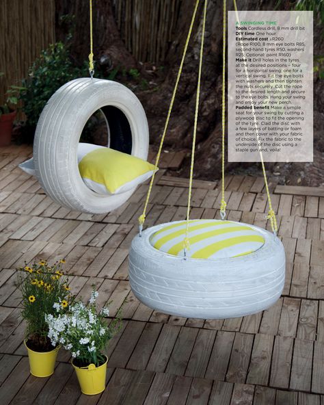 DIY tyre swing // DIY tire swing Swing Set Diy, Tire Craft, Tire Swings, Tire Furniture, Diy Swing, Diy Playground, Tire Swing, Diy Garden Furniture, Backyard Playground