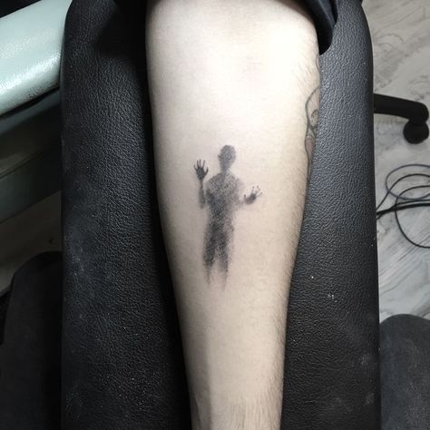 Shadow Man Tattoo, Shadow Person Tattoo, Man Silhouette Tattoo, Men’s Abstract Tattoo, Shadow Figure Tattoo, Ominous Tattoos, Schizo Tattoos, Scary Tattoo Sleeve, Blurry Tattoo Design