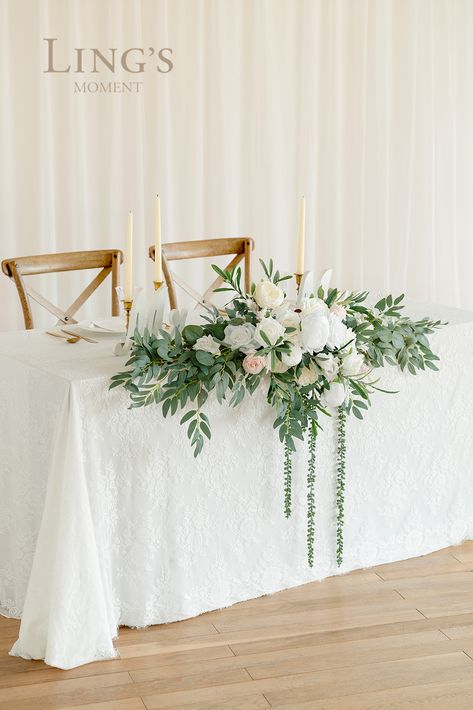 Wedding Top Table Flowers, Head Table Flowers, Bridal Table Flowers, Wedding Sweetheart Table Decor, Sweetheart Table Flowers, Top Table Flowers, Head Table Wedding Decorations, Wedding Head Table, Wedding Sweetheart Table