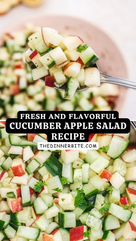 Apple Watermelon Salad, Apple Cider Vinegar Cucumber Salad, Diet Salads Low Calories, Fresh Veggie Salad Recipes, Low Carb Cucumber Salad Recipes, Salad Recipe For Party, Salad That Goes With Pasta, Simple Homemade Dressings For Salads, A Week Of Salads