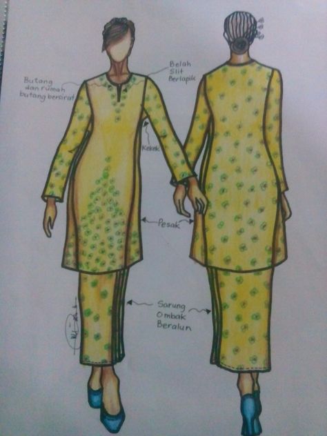 Sample sketches Baju Kurung Tradisional utk student Malay Fashion, Student Illustration, Pola Dress, Raya 2022, Croquis Fashion, Fashion Design Template, Facebook Cover Design, Children Sketch, Nasi Lemak