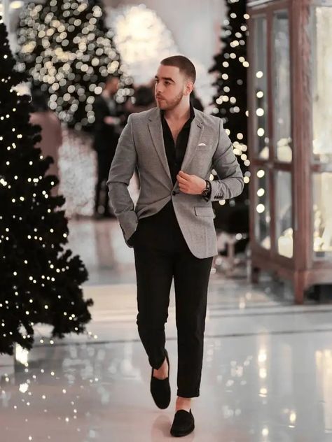 Grey Blazer Outfit Men Wedding, Gray Blazer Outfit Mens, Blazer Outfits Men Wedding Indian, Grey Blazer Outfit Men, Casual Blazer Outfits Men, Gray Blazer Outfit, Grey Suit Combinations, Blazer Outfits For Men, Orange Blazer Outfits