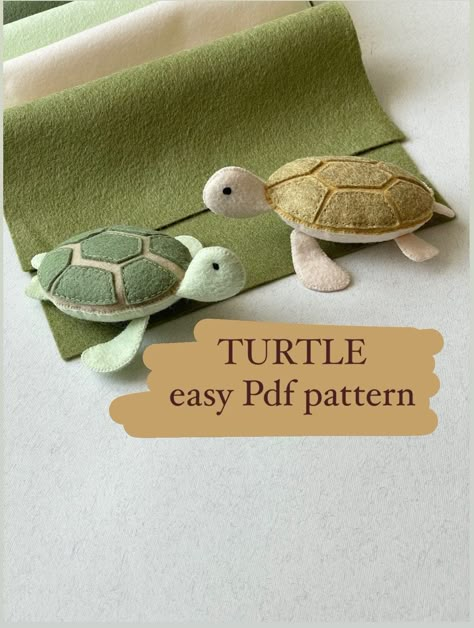 sewing toys easy Felt Sea Turtle, Diy Soft Toys, Sewing Crafts For Kids, Felt Turtle, Sea Turtle Pattern, Animal Stencils, Felt Plushies, Felt Animal Pattern, Small Quilt Projects