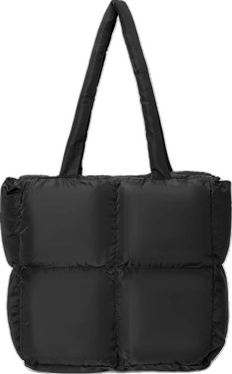 Winter Handbag, Puffer Tote Bag, Winter Handbags, Handbags For School, Winter Puffer, Black Pillows, Long Puffer, Black Clothing, Black Puffer