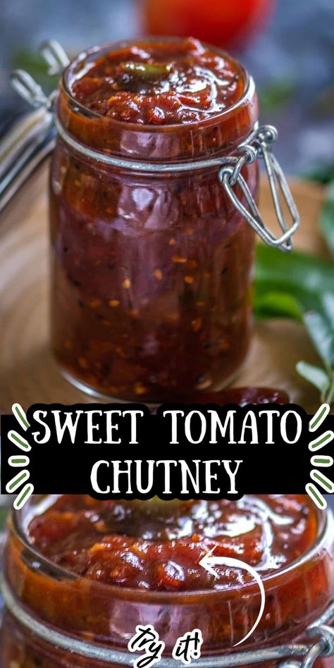 Tomato Chutney Recipes, Tomato Chutney Recipe, Pressure Canning Recipes, Indian Meal, Homemade Jelly, Homemade Pantry, Simple Video, Measuring Ingredients, Tomato Chutney