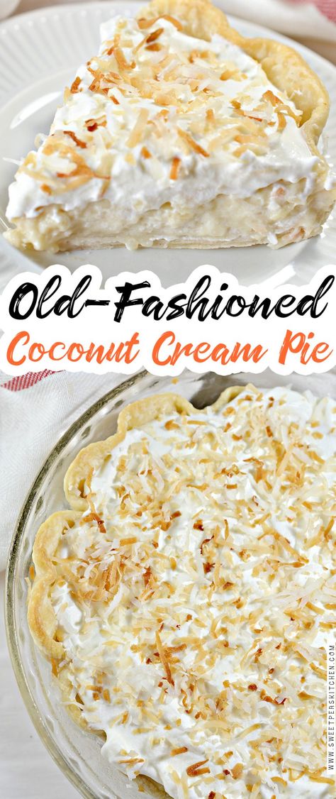 Old Fashioned Coconut Cream Pie, Coconut Cream Pie Easy, Best Coconut Cream Pie, Coconut Pie Recipe, Whipped Cream Topping, Coconut Cream Pie Recipes, Cheesecake Oreo, Tiramisu Dessert, Recipes With Whipping Cream