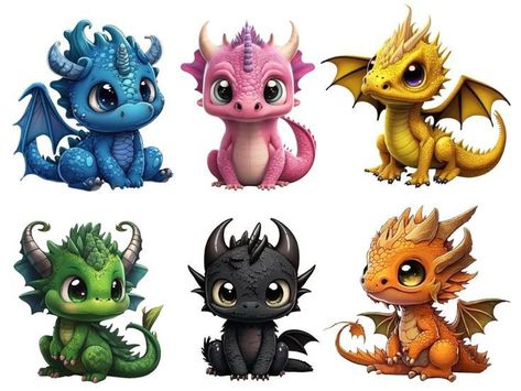 Baby Dragons Drawing, Baby Dragon Art, Chibi Dragon, Dragon Png, Dragon Clipart, Elemental Dragons, Dragon Tattoo For Women, Art Dragon, Cute Dragon