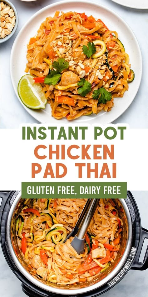 Skip the takeout and make this easy Instant Pot Chicken Pad Thai! Made with homemade sauce and plenty of vegetables, you will love how easy it is to make this healthier version of pad Thai at home. Instant Pot Pad Thai, Chicken Instapot, Instapot Recipes Chicken, Recipes Instapot, Instapot Meals, Meals Chicken, Chicken Pad Thai, Healthy Chicken Recipes Easy, Pad Thai Recipe