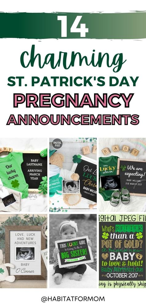 14 St. Patrick’s Day Pregnancy Announcement Ideas for Social Media – habitat for mom St Patricks Pregnancy Announcement Ideas, St Pattys Day Pregnancy Reveal, St Pattys Baby Annoucement, Saint Patrick’s Day Pregnancy Announcement, March Baby Announcement, March Pregnancy Announcement, Baby Number 2 Announcement, 3rd Pregnancy Announcement, Husband Pregnancy Reveal